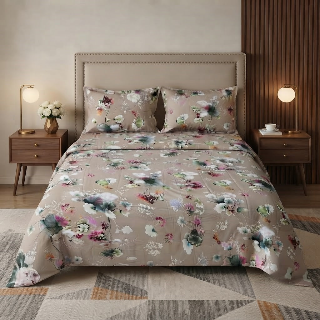 Elegant Floral Printed Bedsheet Set