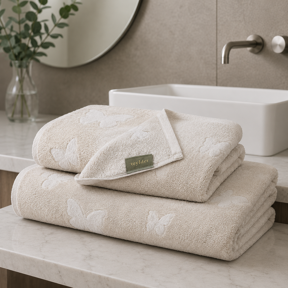 Ivylder Embossed Butterfly Cotton Towel