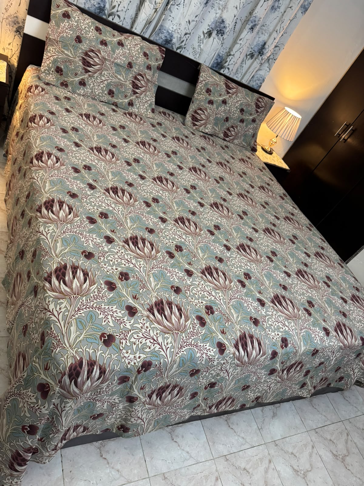 Vintage Art Nouveau Botanical Cotton Bed Sheet