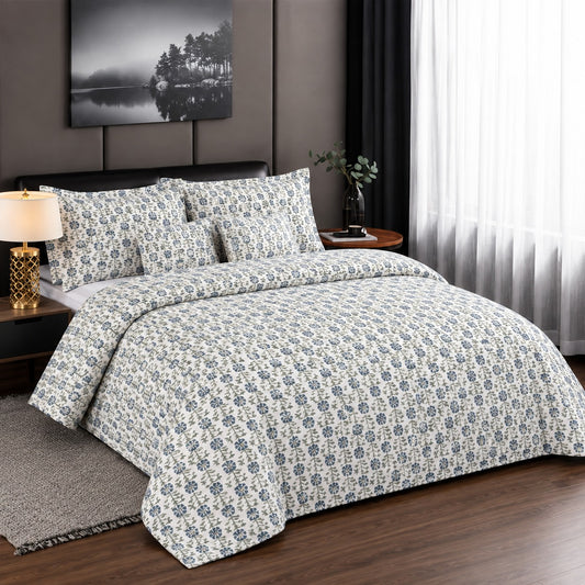 6 Piece Block Print Summer Comforter Set