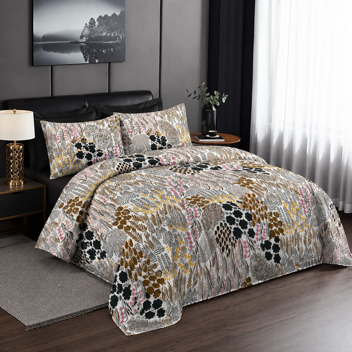 6 Piece Abstract Wildflower Duvet Cover Set