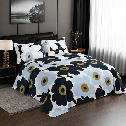 6 Piece Modern Floral Summer Comforter Set