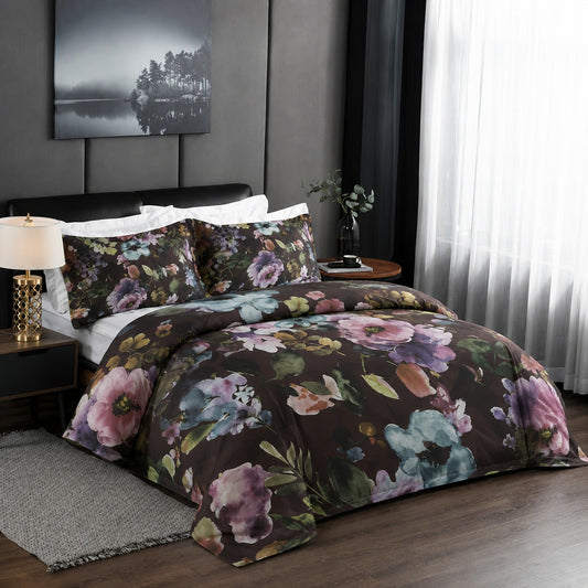 6 Piece Moody Floral Garden Duvet Cover Set